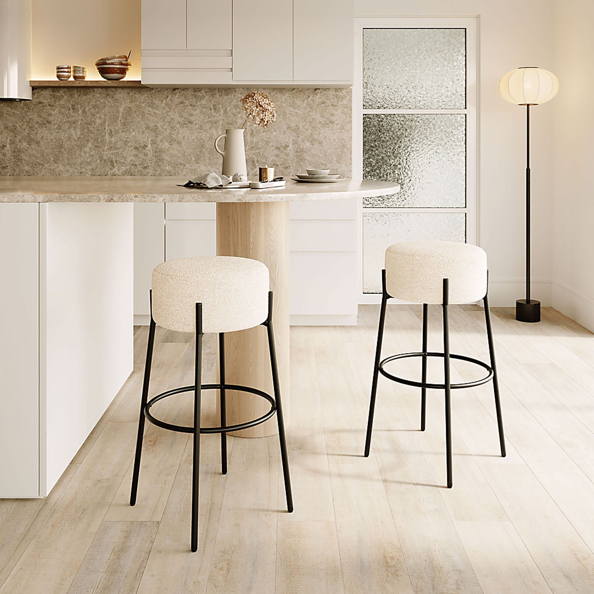 Equine White Barstool, Set of 2 - Image 2