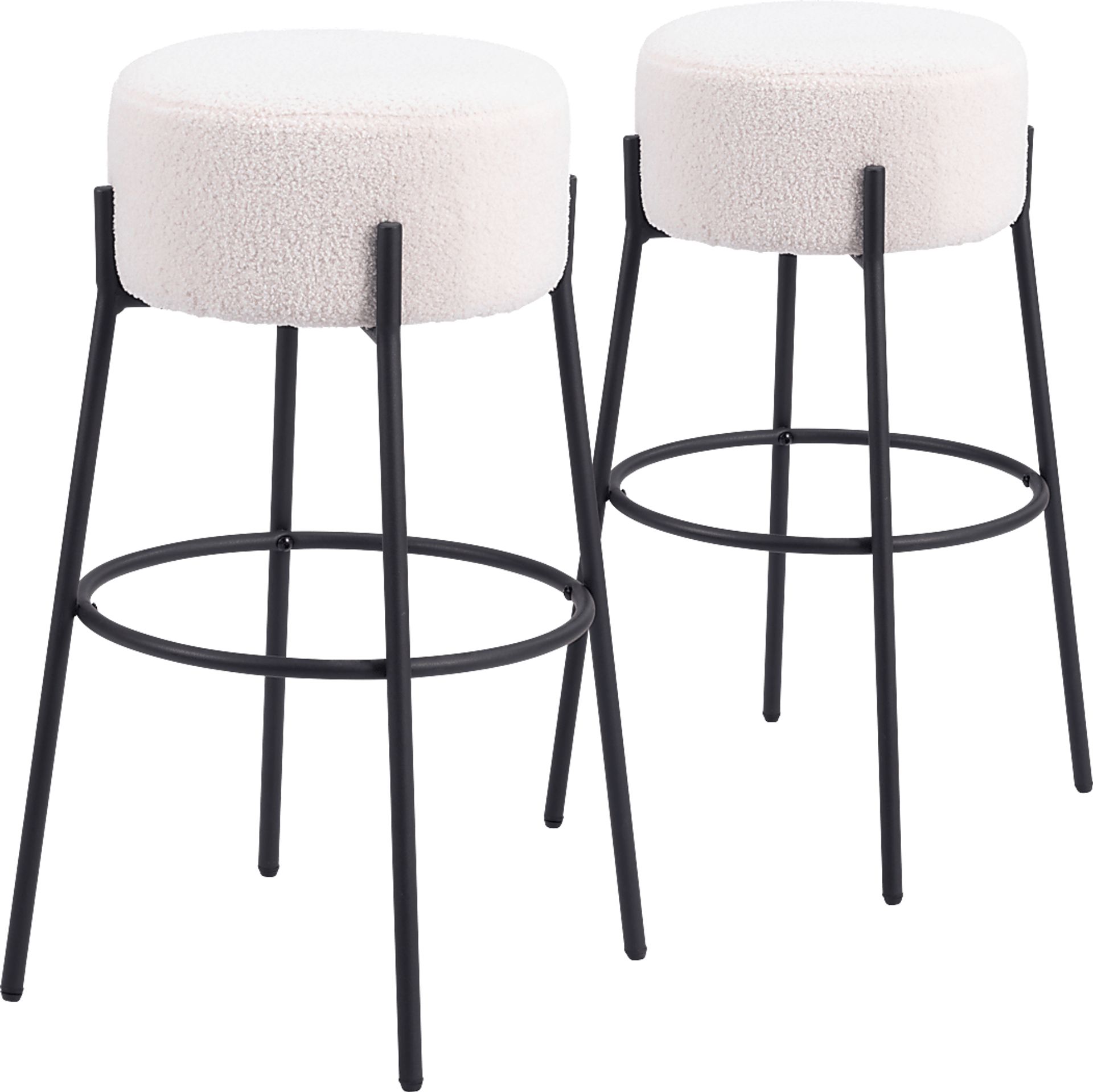 Equine White Barstool, Set of 2 - Image 1