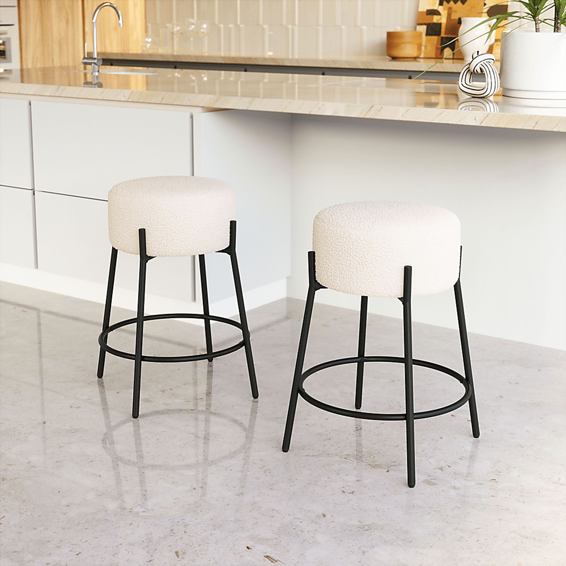 Equine White Counter Height Stool, Set of 2 - Image 2