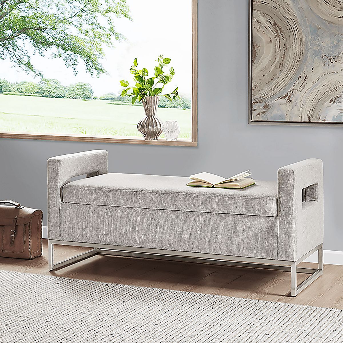 Erato Gray Storage Bench | Rooms to Go