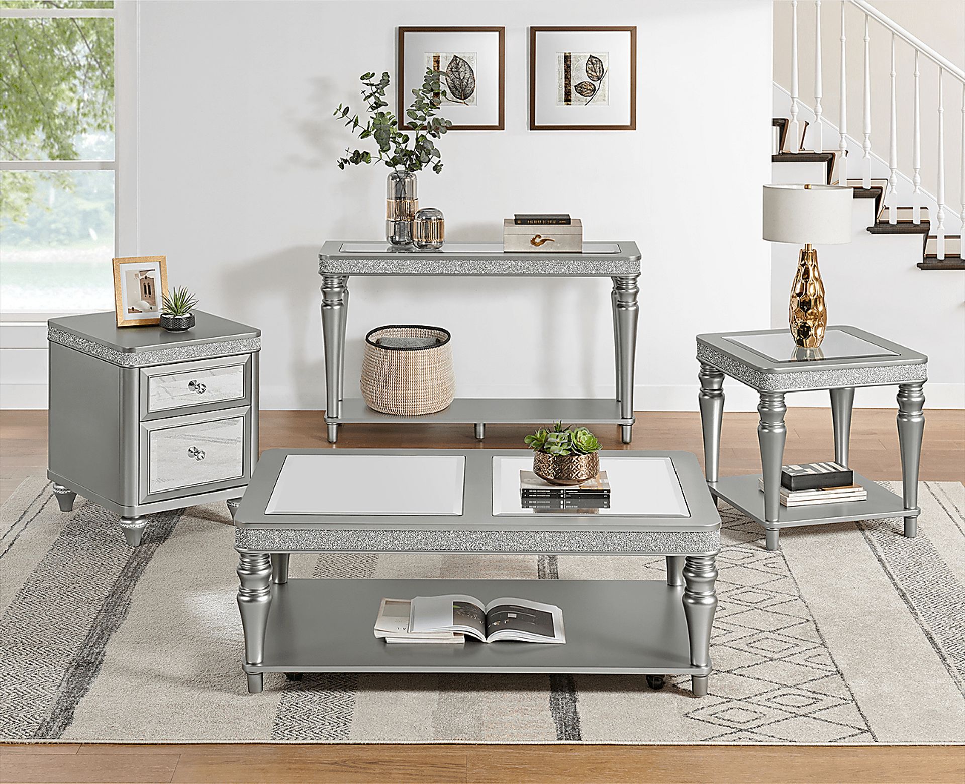 Erato Silver Chairside Table - Image 2