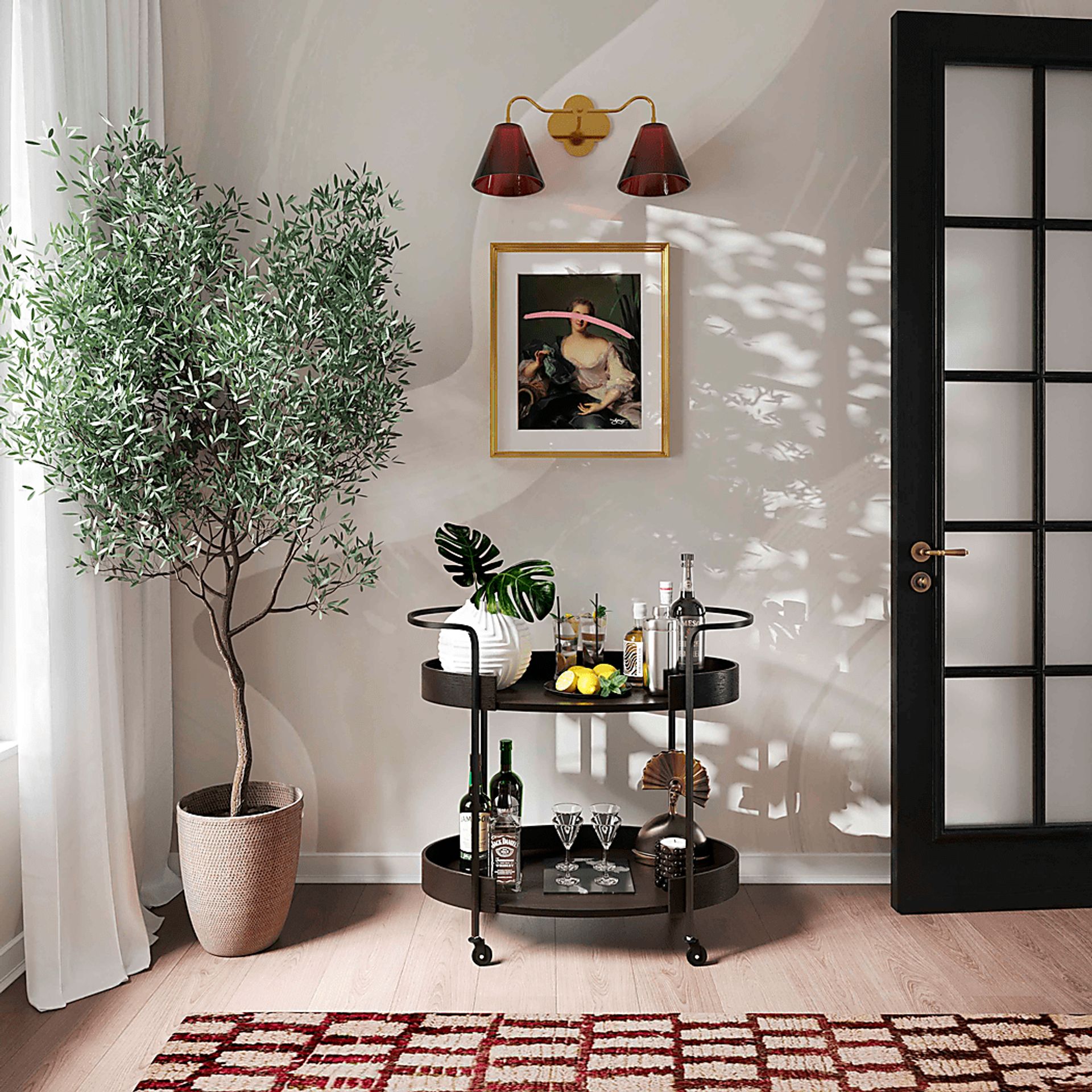 Erburu Black Bar Cart - Image 2