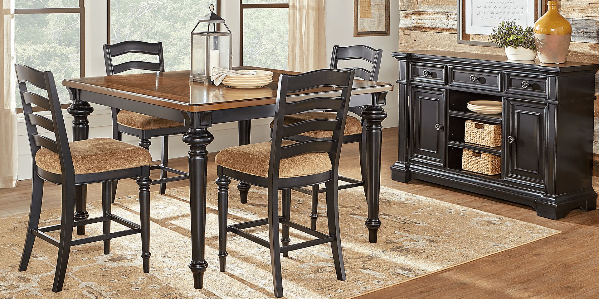 Eric Church Highway To Home Arrow Ridge Ebony 5 Pc Counter Height Dining Room - Image 1
