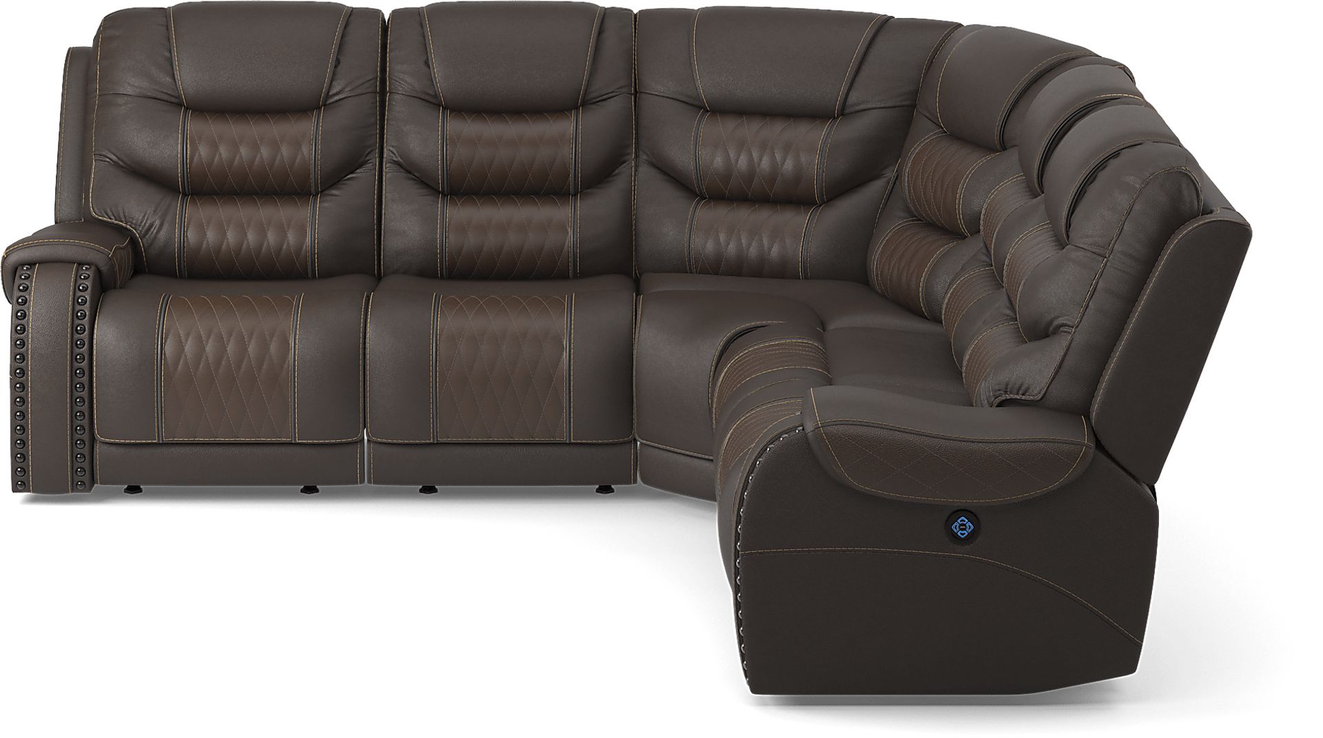 Eric Church Highway To Home Headliner Brown Leather 5 Pc Dual Power Reclining Sectional - Image 3