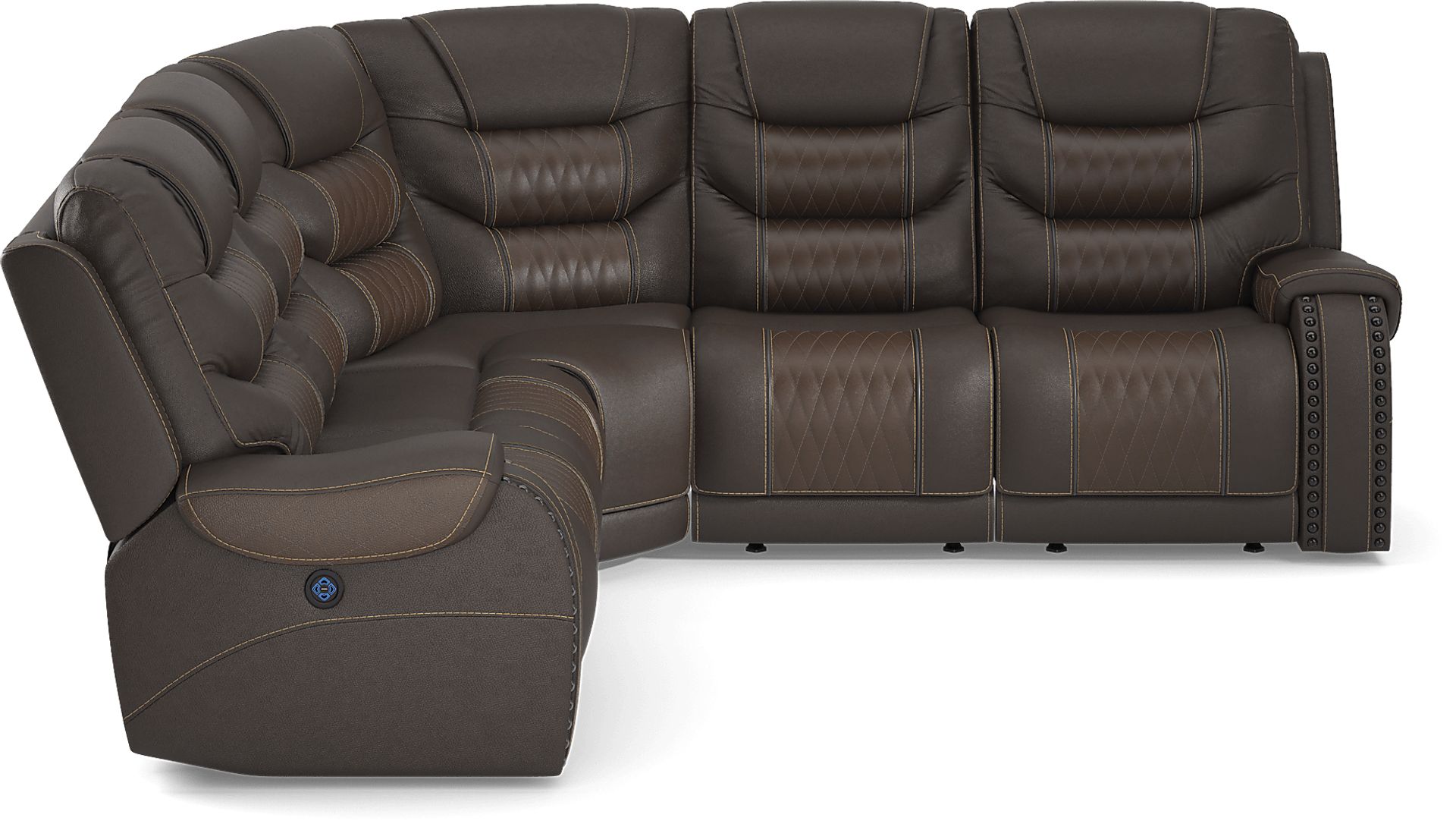 Eric Church Highway To Home Headliner Brown Leather 5 Pc Dual Power Reclining Sectional - Image 5