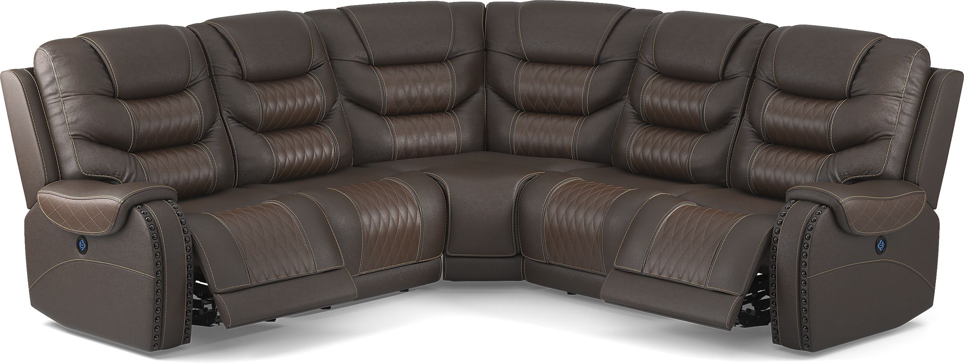 Eric Church Highway To Home Headliner Brown Leather 5 Pc Dual Power Reclining Sectional - Image 6