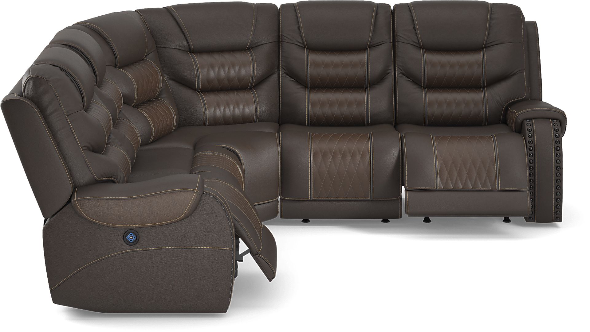 Eric Church Highway To Home Headliner Brown Leather 5 Pc Dual Power Reclining Sectional - Image 7