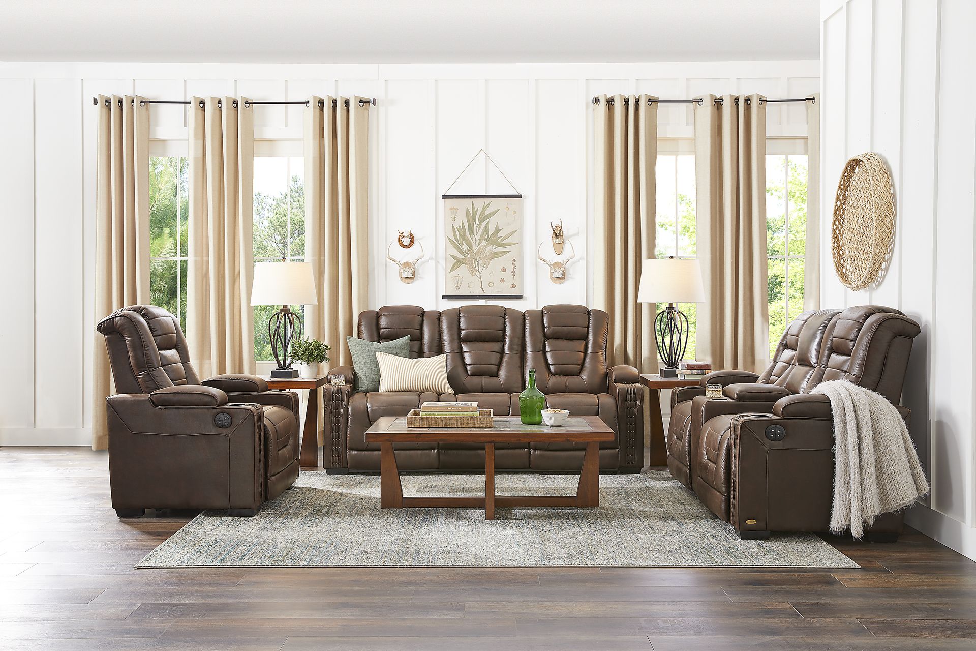 Eric Church Highway To Home Chief Brown 2 Pc Dual Power Reclining Living Room - Image 1