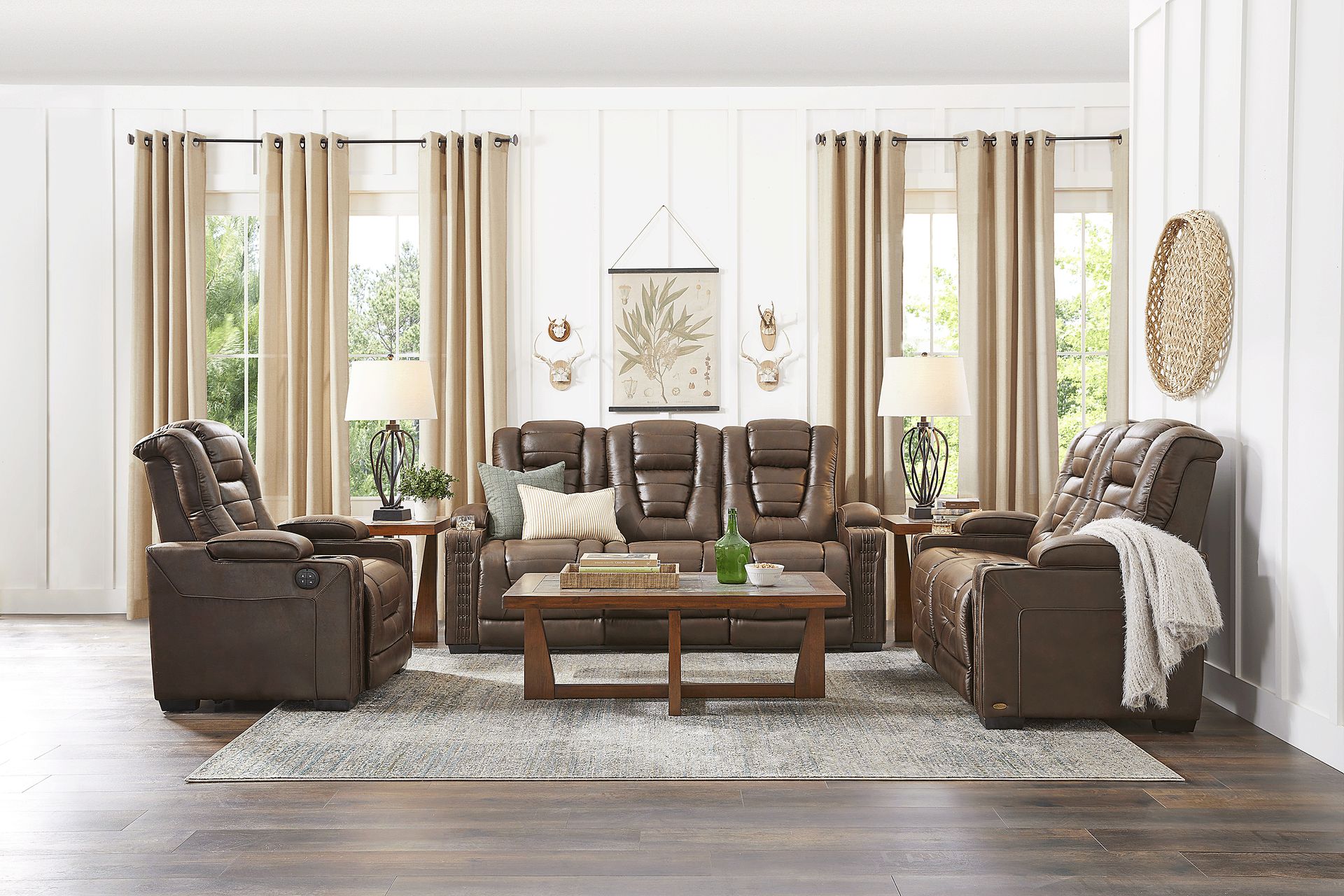 Eric Church Highway To Home Chief Brown 6 Pc Living Room with Dual Power Reclining Sofa - Image 1