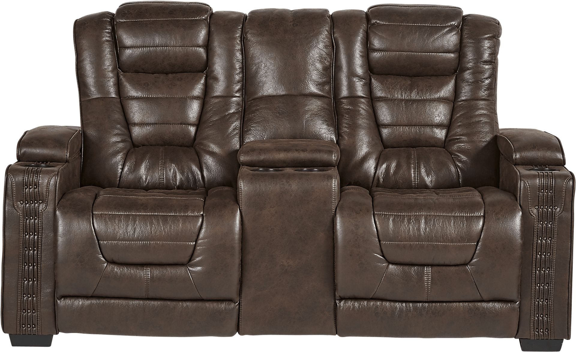 Eric Church Highway To Home Chief Brown Dual Power Reclining Console Loveseat - Image 1