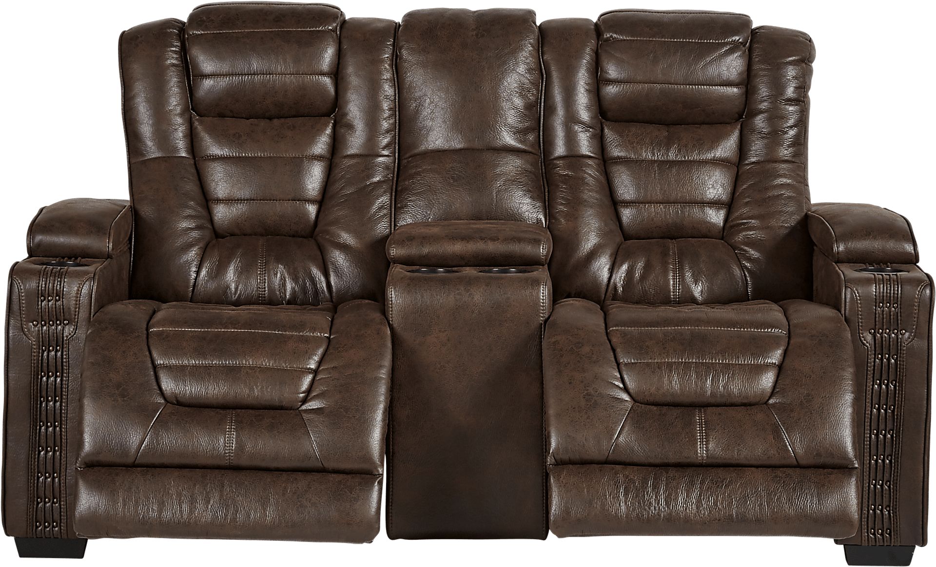 Eric Church Highway To Home Chief Brown Dual Power Reclining Console Loveseat - Image 2