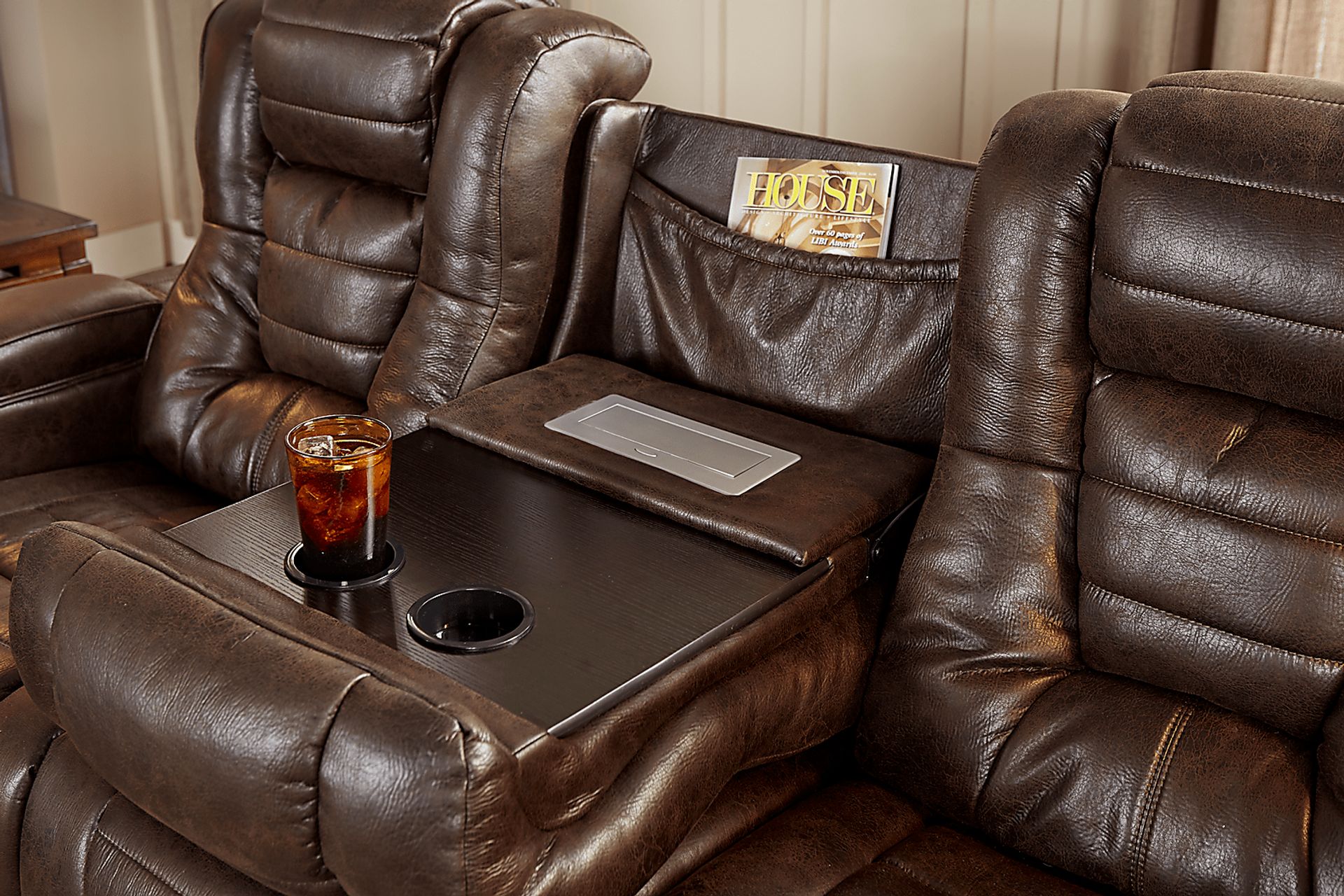 Eric Church Highway To Home Chief Brown Dual Power Reclining Sofa - Image 5