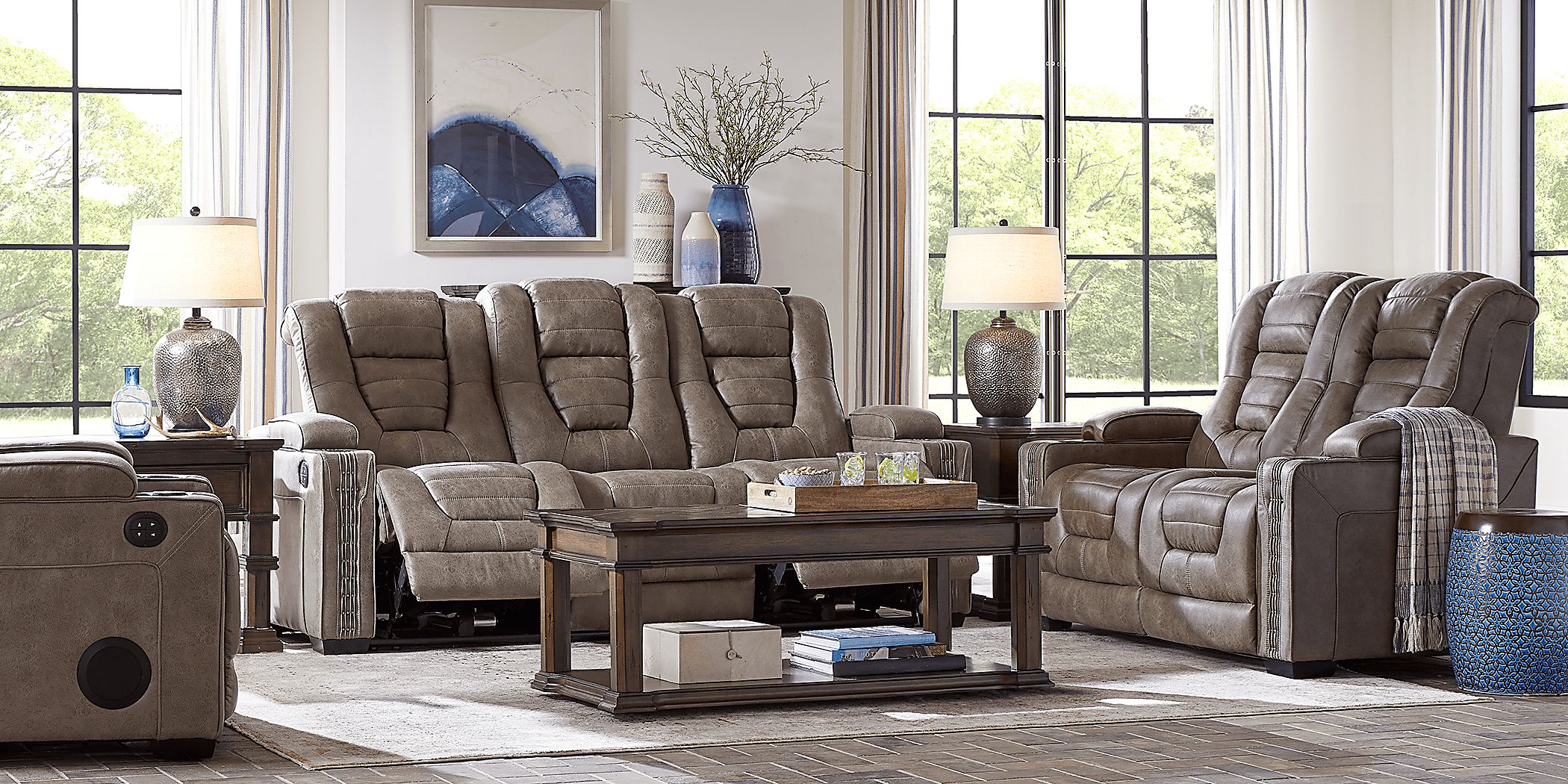 Eric Church Highway To Home Chief Taupe 2 Pc Living Room with Dual Power Reclining Sofa