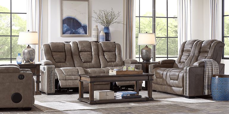 Eric Church Highway To Home Chief Taupe 3 Pc Living Room with Dual Power Reclining Sofa