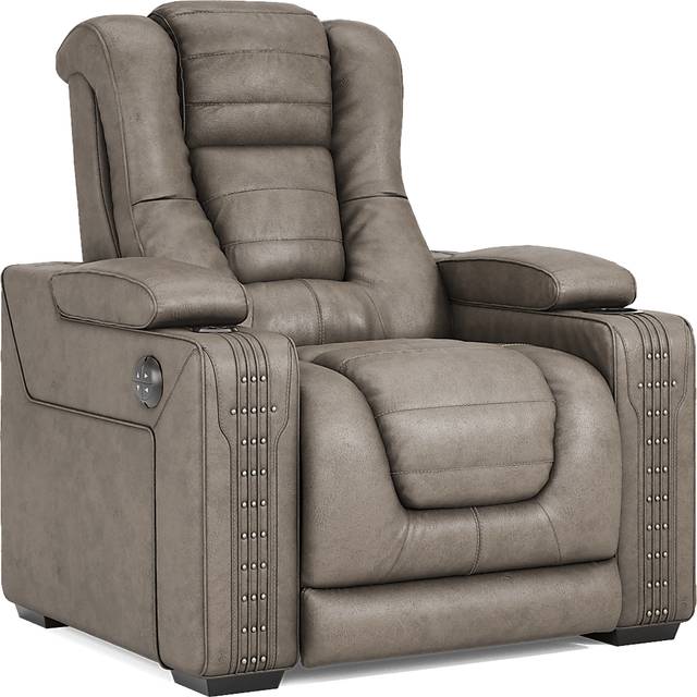 Chief Taupe Dual Power Recliner - Thumbnail - Image 1