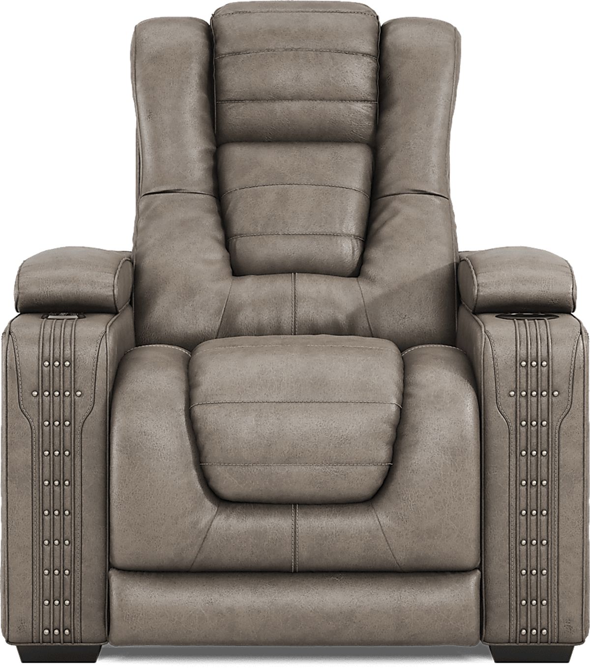 Chief Taupe Beige Polyester Fabric Dual Power Recliner Rooms to Go