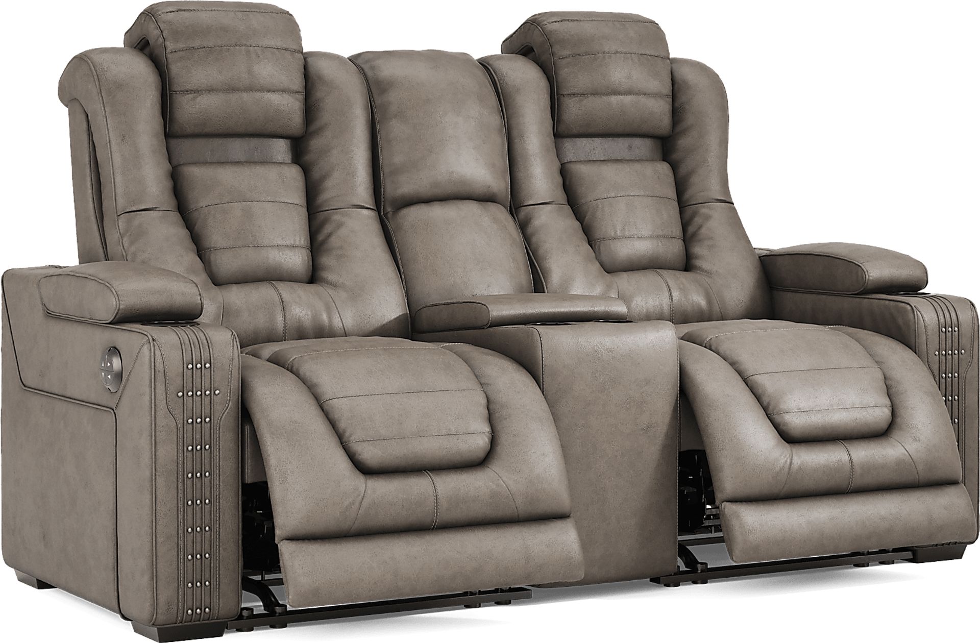 Chief Taupe 7 Pc Dual Power Reclining Living Room - Image 16