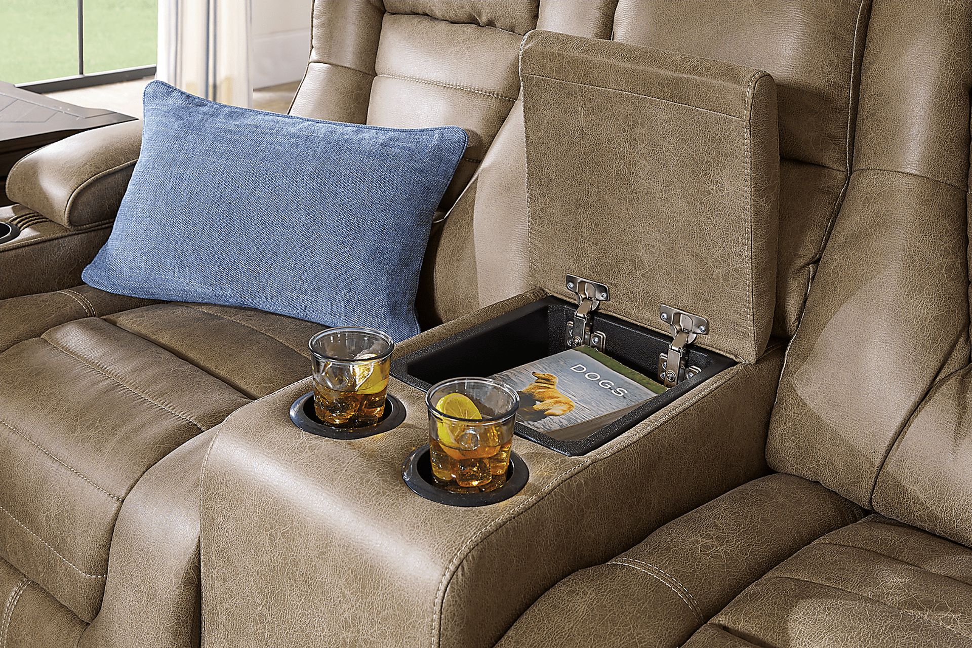 Chief Taupe 7 Pc Dual Power Reclining Living Room - Image 18