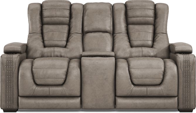 Eric Church Highway To Home Chief Taupe Dual Power Reclining Console Loveseat