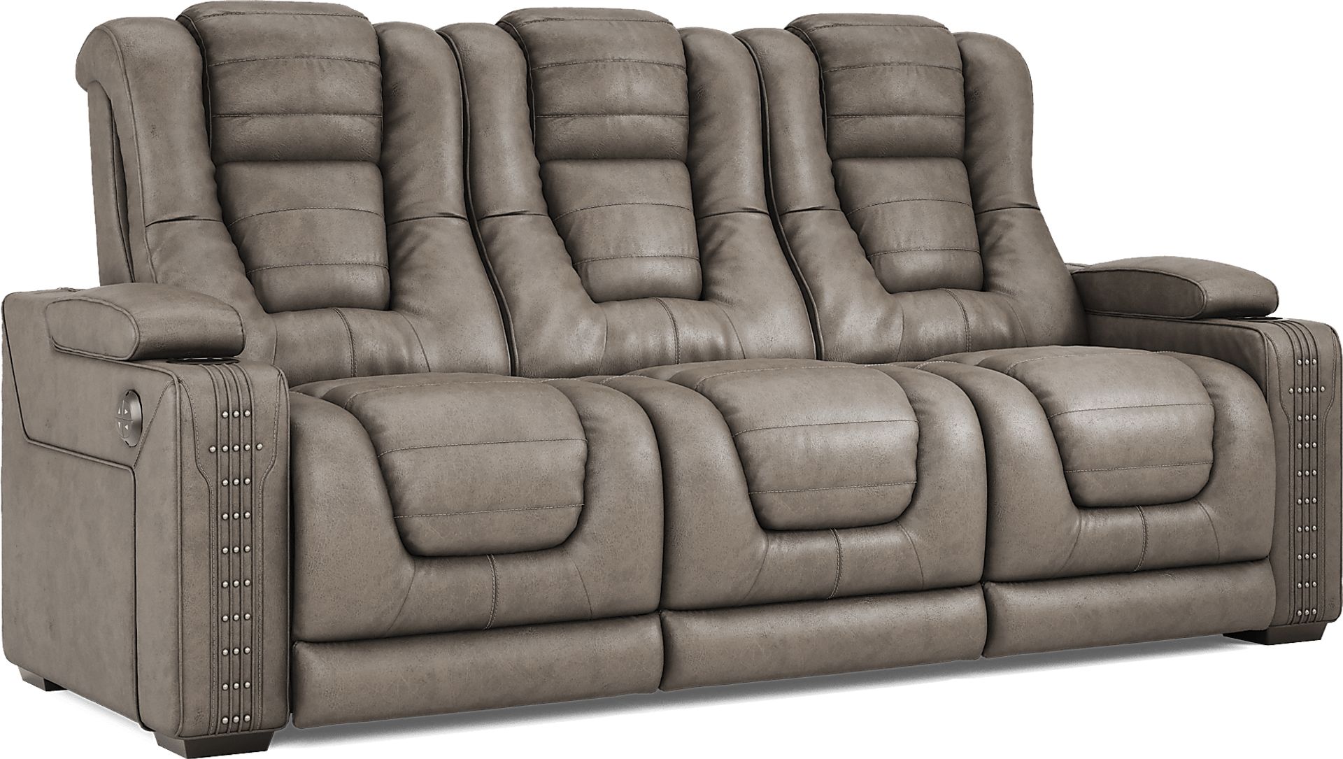 Chief Taupe Dual Power Reclining Sofa - Image 2