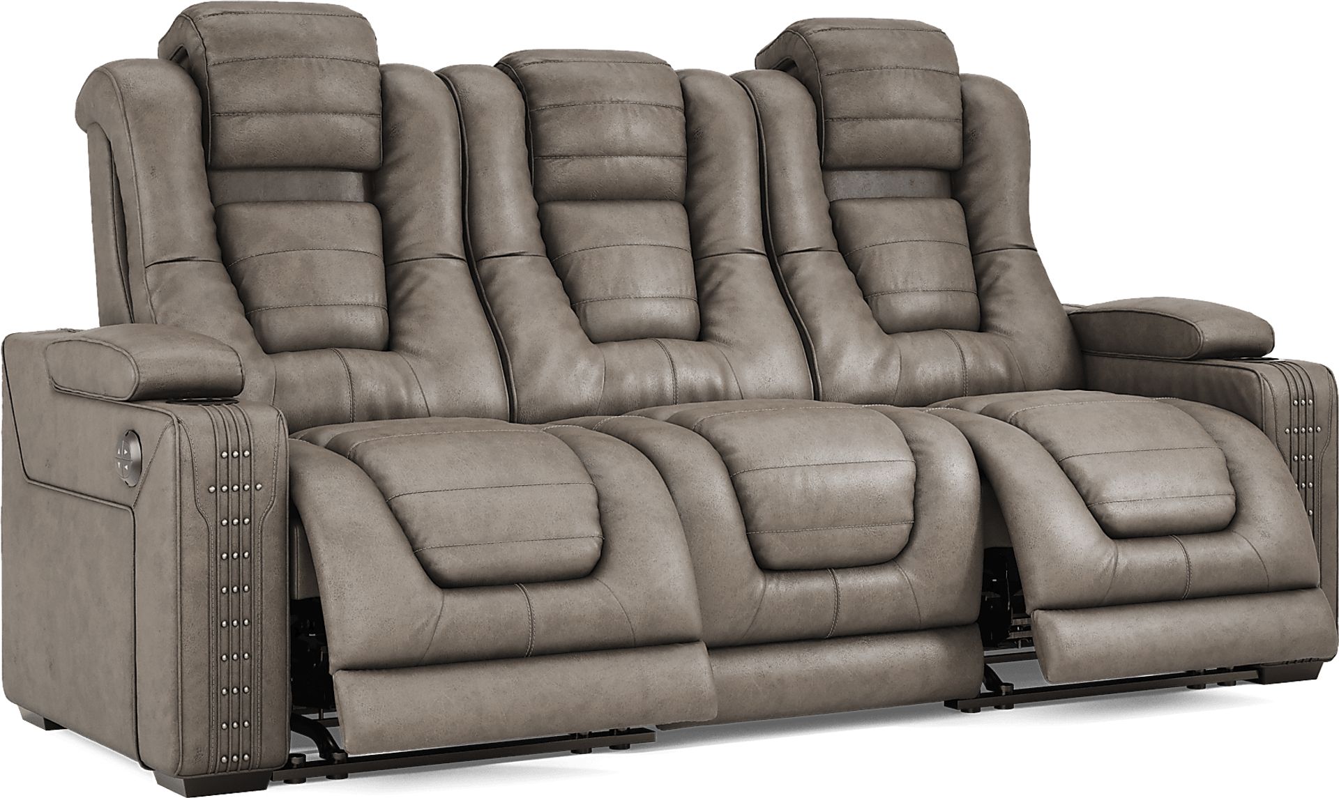 Chief Taupe Dual Power Reclining Sofa - Image 4