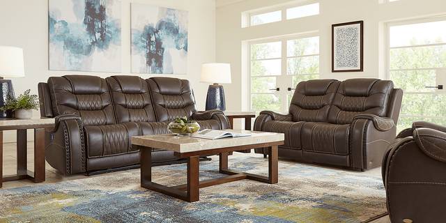 Eric Church Highway To Home Headliner Brown Leather 2 Pc Living Room with Reclining Sofa - Thumbnail - Image 1