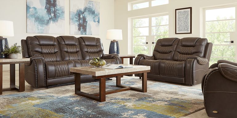 Eric Church Highway To Home Headliner Brown Leather 2 Pc Living Room with Reclining Sofa