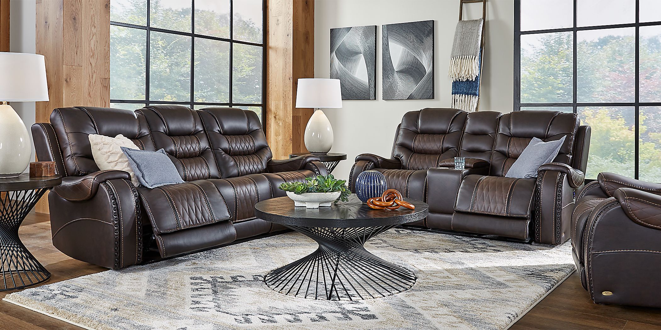 Eric Church Highway To Home Headliner Brown Leather 2 Pc Reclining