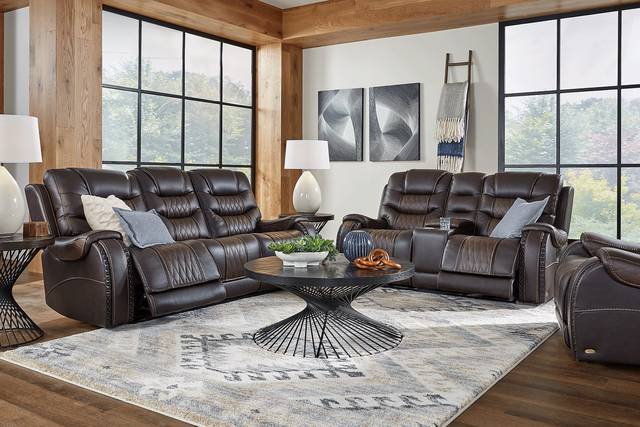 Eric Church Highway To Home Headliner Brown Leather 3 Pc Reclining Living Room - Thumbnail - Image 1