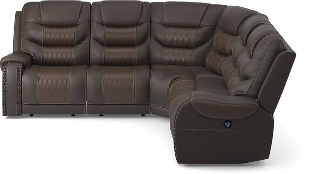 Eric Church Highway To Home Headliner Brown Leather 5 Pc Dual Power Reclining Sectional - Thumbnail - Image 3