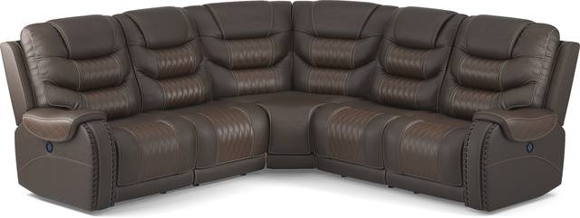 Eric Church Highway To Home Headliner Brown Leather 5 Pc Dual Power Reclining Sectional - Thumbnail - Image 1