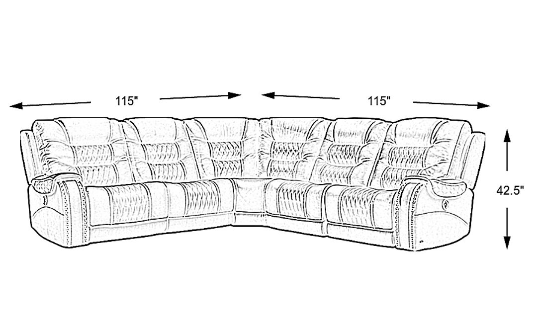Headliner Leather 5 Pc Dual Power Reclining Sectional