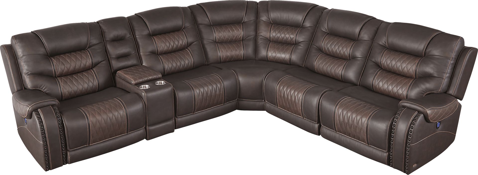 Eric Church Highway To Home Headliner Brown Leather 9 Pc Dual Power Reclining Sectional Living Room - Image 2
