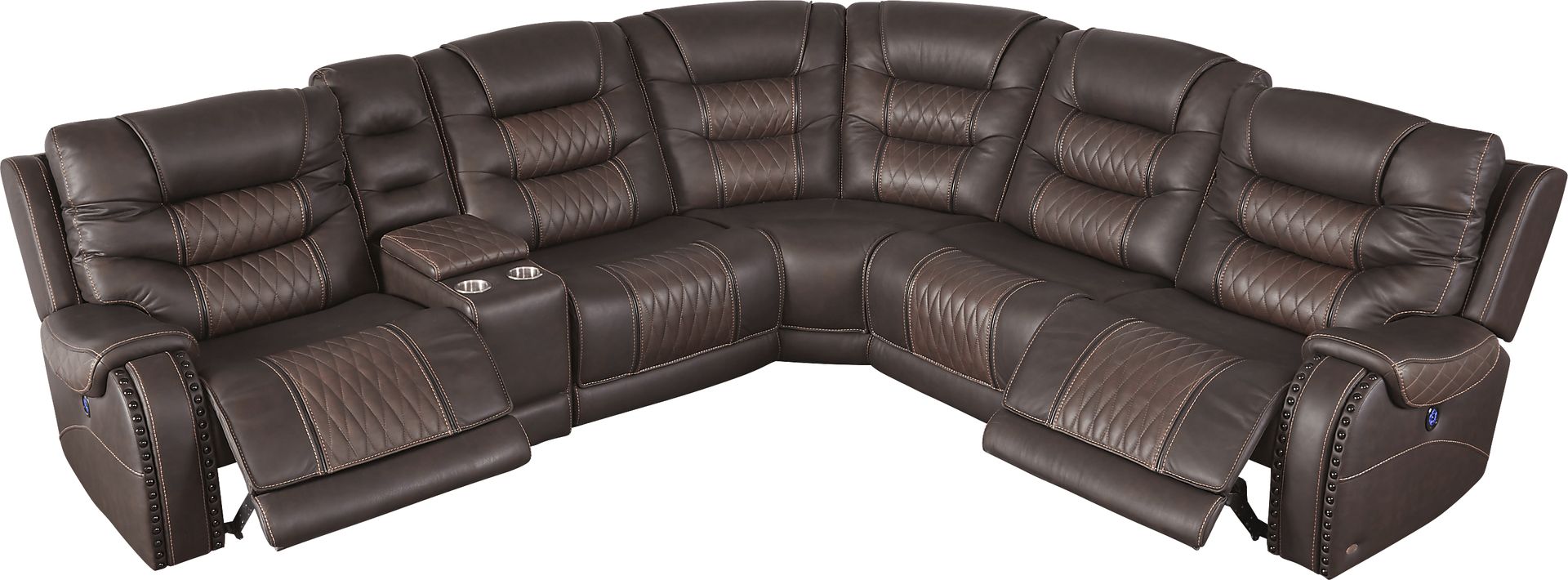 Eric Church Highway To Home Headliner Brown Leather 6 Pc Dual Power Reclining Sectional - Image 3
