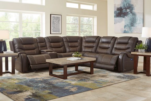 Headliner Leather 6 Pc Dual Power Reclining Sectional