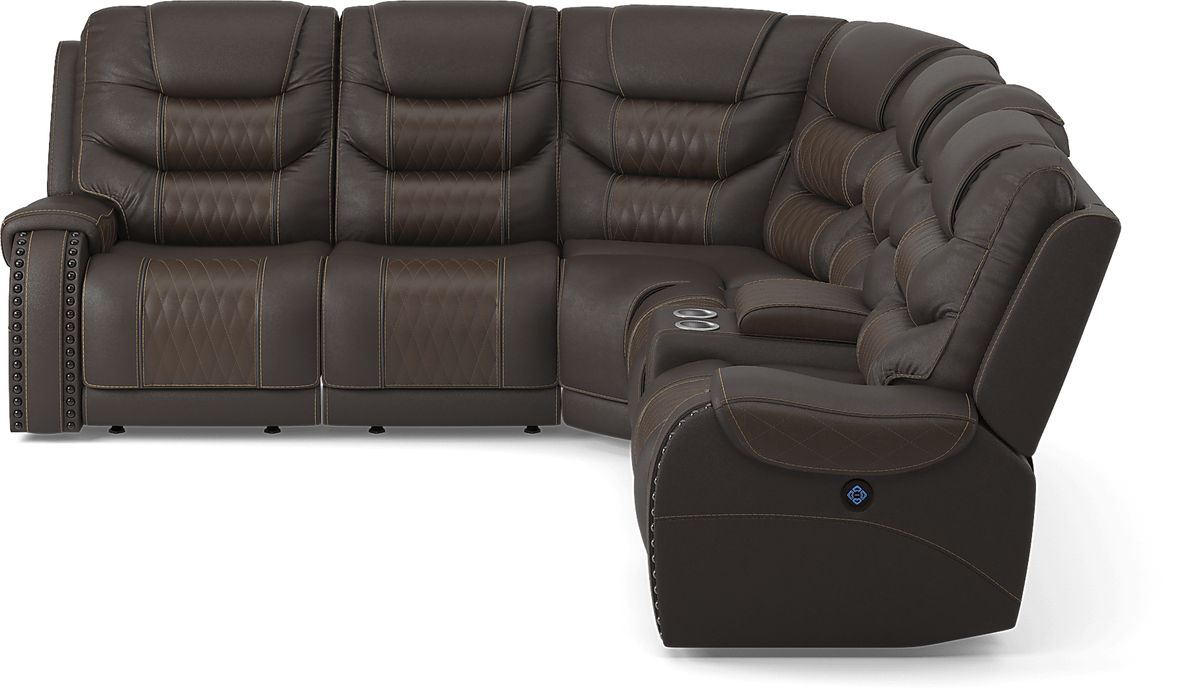 Headliner 6 Pc Leather Dual Power Reclining Sectional