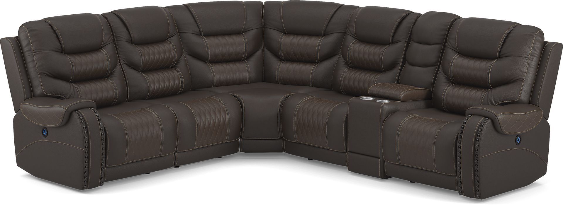 Eric Church Highway To Home Headliner Brown Leather 9 Pc Dual Power Reclining Sectional Living Room - Image 5