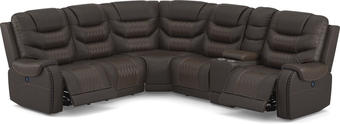 Headliner 6 Pc Leather Dual Power Reclining Sectional