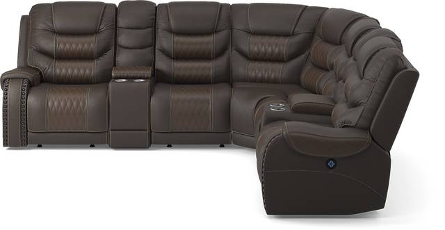 Eric Church Highway To Home Headliner Brown Leather 7 Pc Dual Power Reclining Sectional - Thumbnail - Image 3