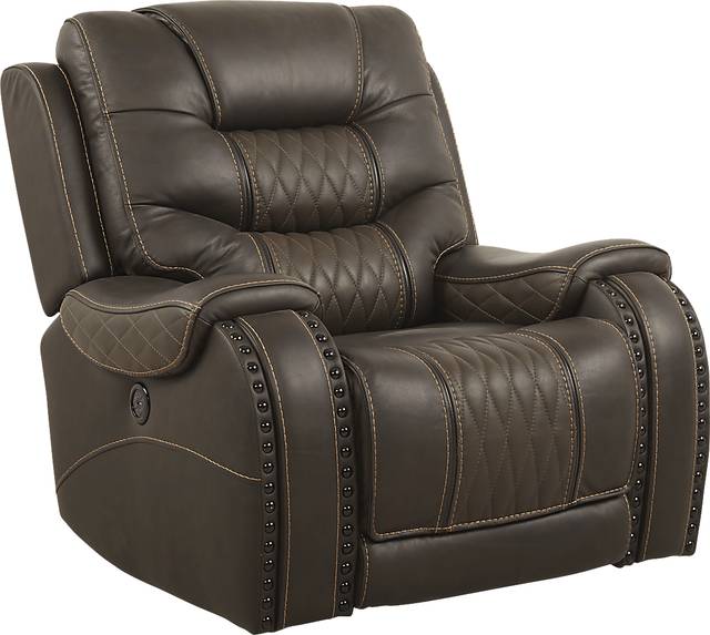 Eric Church Highway To Home Headliner Brown Leather Dual Power Recliner - Thumbnail - Image 1