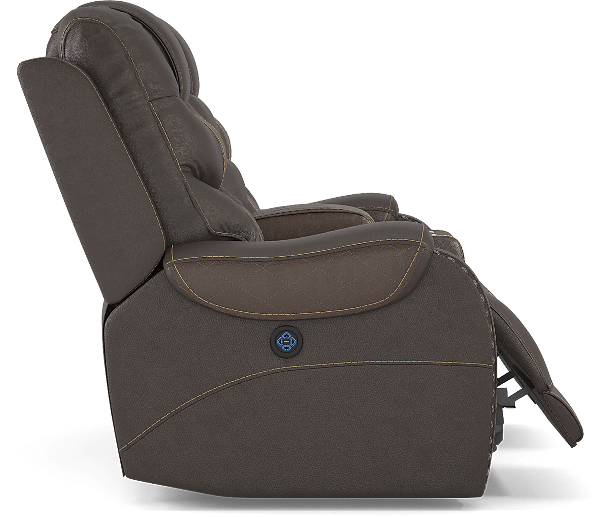 Headliner Brown Leather Dual Power Reclining Console Loveseat - Image 4