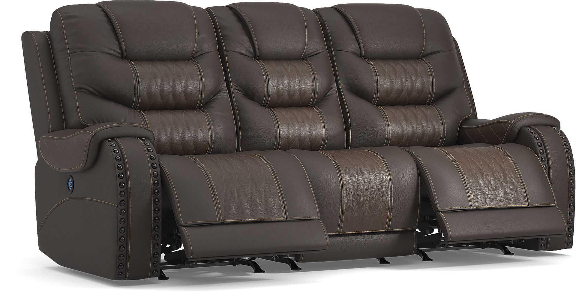 Headliner Brown Leather 2 Pc Dual Power Reclining Living Room - Image 3