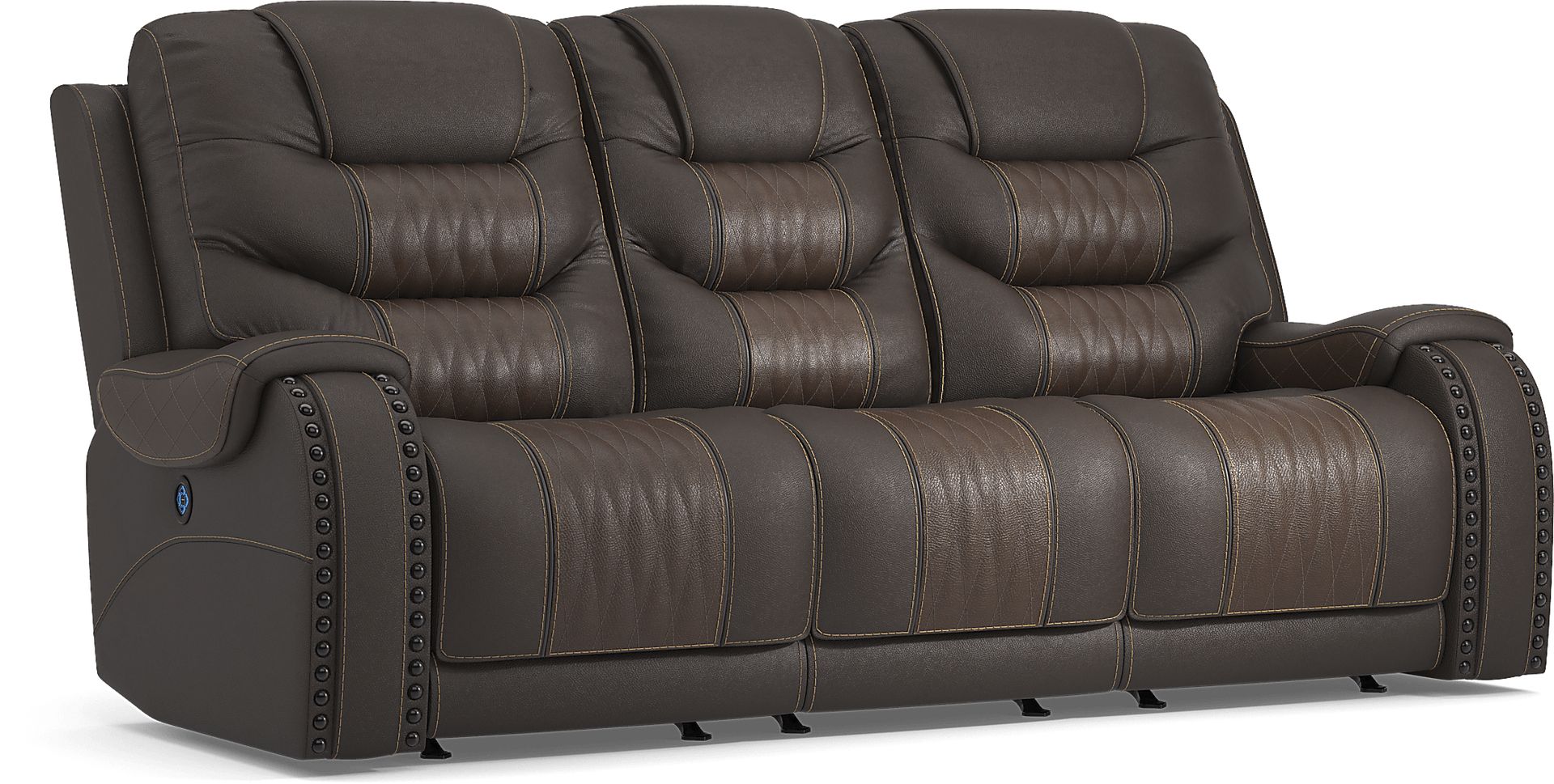 Headliner Brown Leather 2 Pc Dual Power Reclining Living Room - Image 4