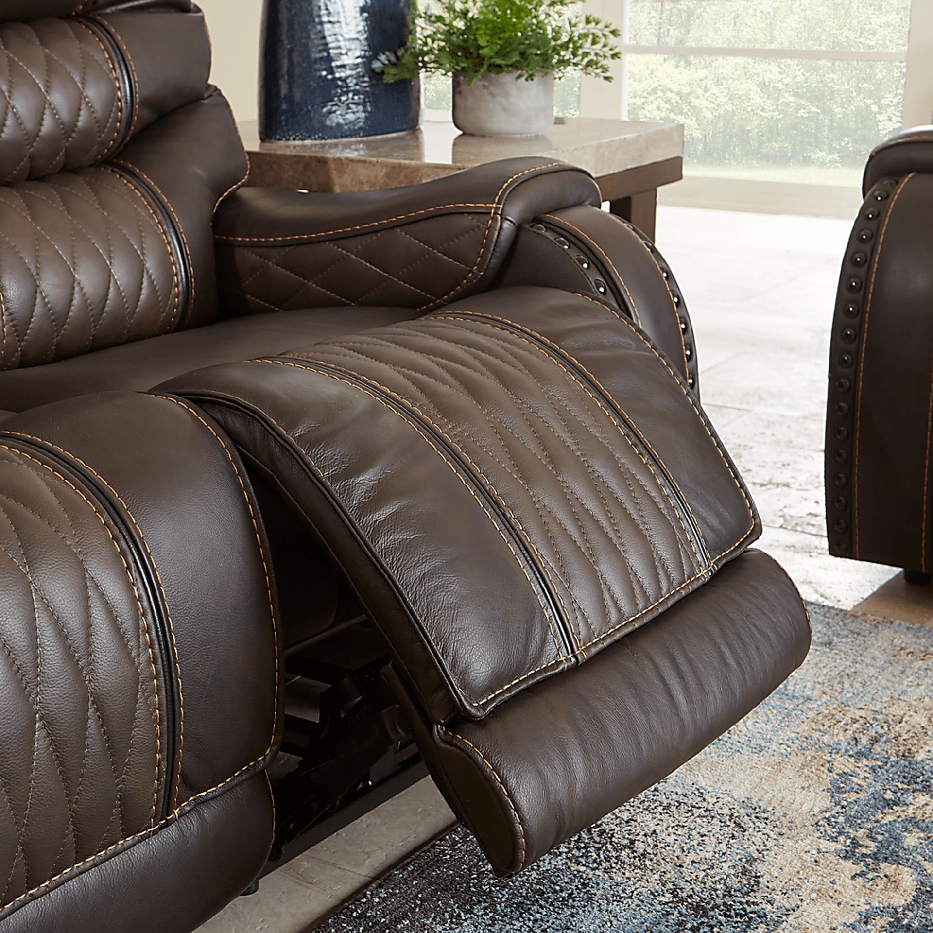 Eric Church Highway To Home Headliner Brown Leather Reclining Sofa - Image 3
