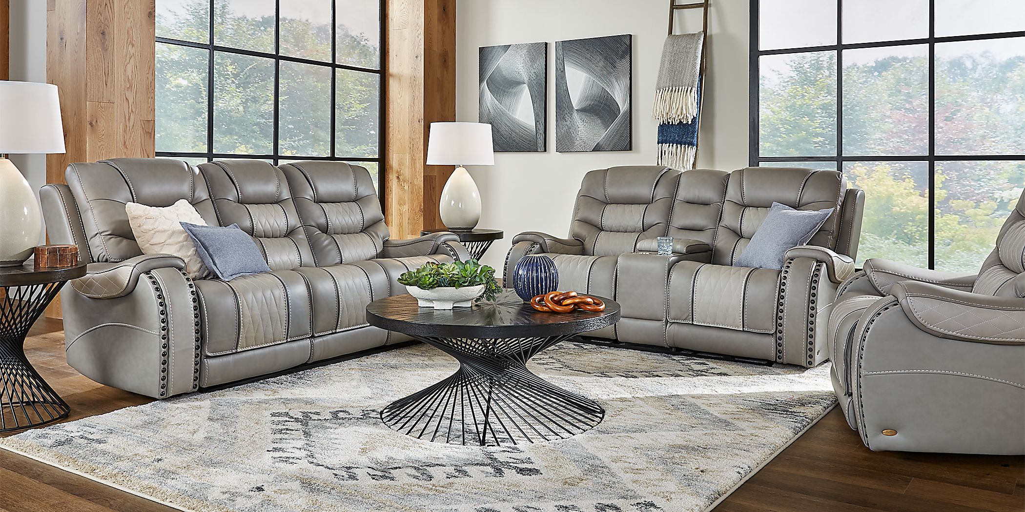 eric church gray leather power reclining sofa