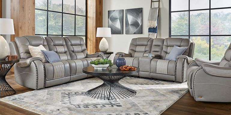 Eric Church Highway To Home Headliner Gray Leather 2 Pc Dual Power Reclining Living Room