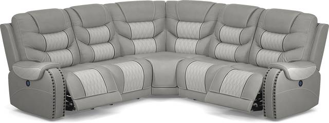 Eric Church Highway To Home Headliner Gray Leather 5 Pc Dual Power Reclining Sectional - Thumbnail - Image 6