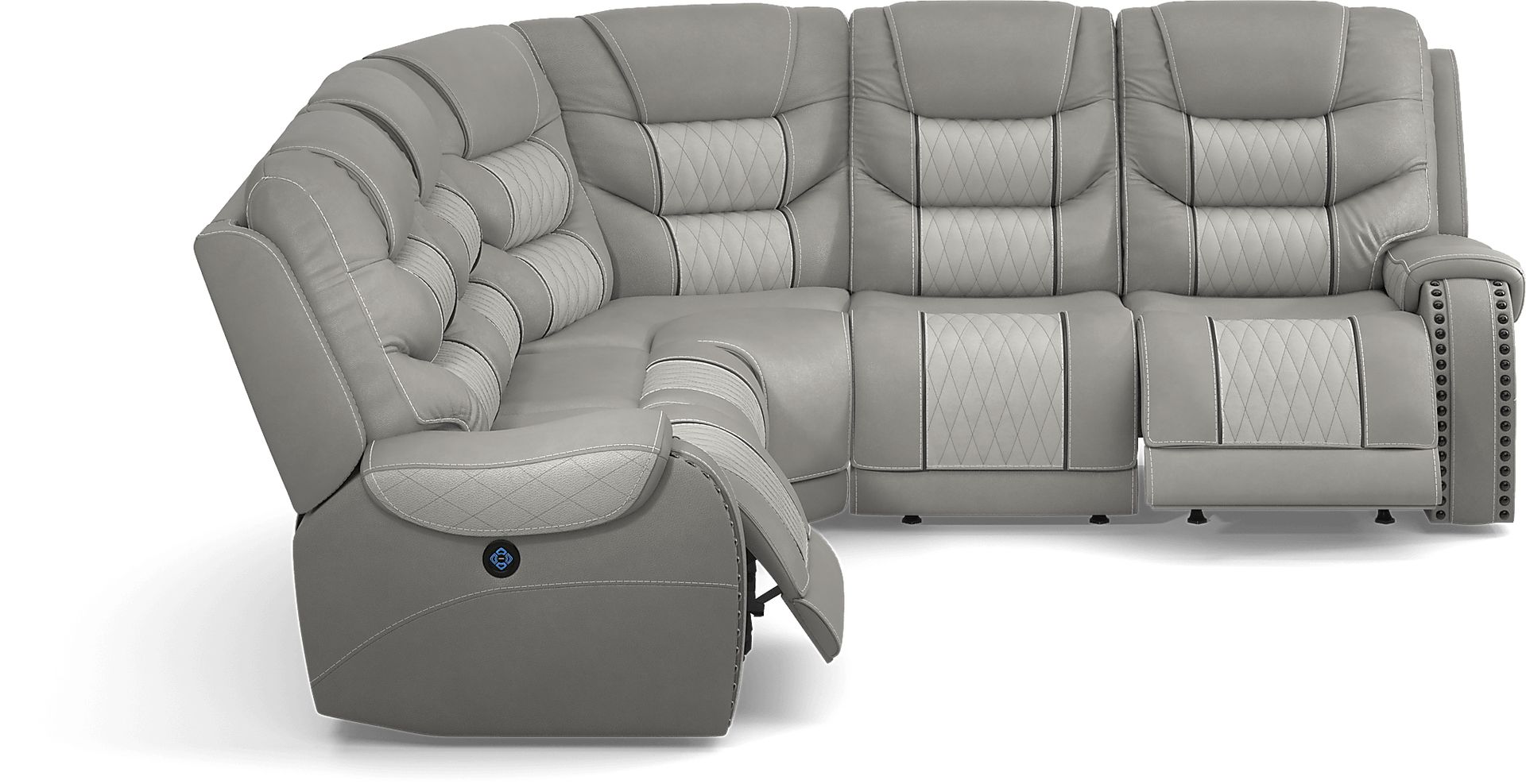 Eric Church Highway To Home Headliner Gray Leather 5 Pc Dual Power Reclining Sectional - Image 7