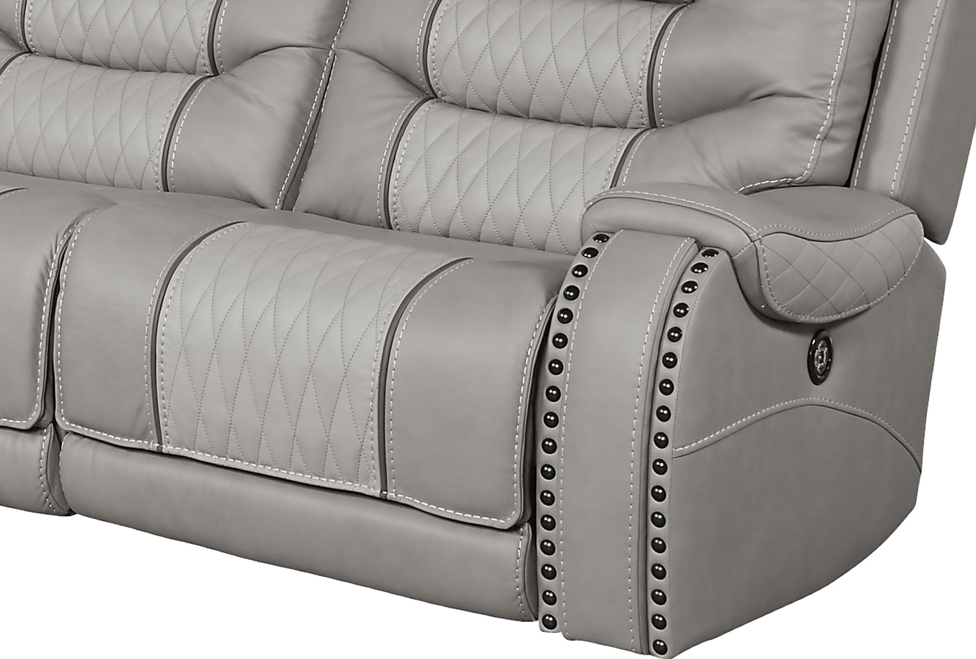 Headliner Gray Leather 5 Pc Dual Power Reclining Sectional - Image 9