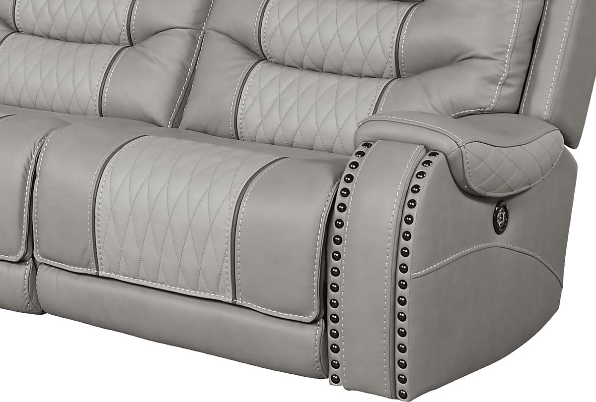 Headliner Gray Leather 5 Pc Dual Power Reclining Sectional | Rooms to Go